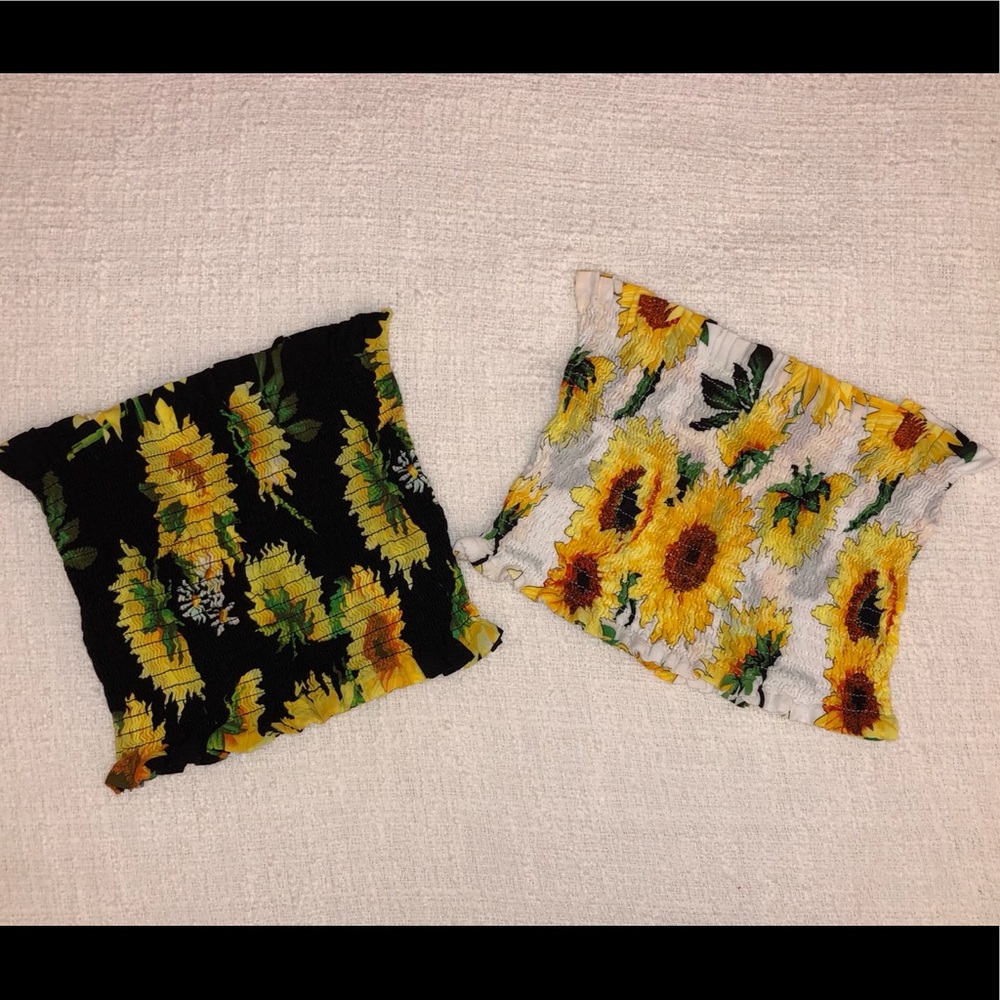 2 smocked sunflower tube tops